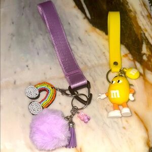4 Pc Bag Charm Keychain Set w M&M Character